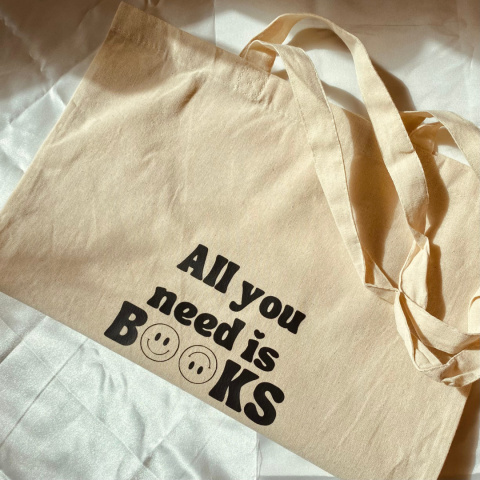 Torba bawełniana, kolor beżowy - All you need is books